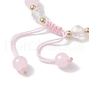 Flower Glass & Acrylic Braided Bead Adjustable Bracelets for Women BJEW-JB10446-05-4