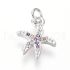 Brass Micro Pave Cubic Zirconia Charms ZIRC-I032-54P-1