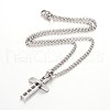 Tarnish Resistant 304 Stainless Steel Rolo Chain Cross Pendant Necklaces NJEW-JN01287-2