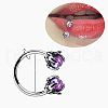 Double Claws 304 Stainless Steel Cubic Zirconia Hoop Lip Rings FS-WG1AB27-20-1