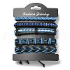 5Pcs 5 Style Adjustable Braided Imitation Leather Cord Bracelet Set with Waxed Cord for Men BJEW-F458-11-6