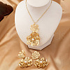 Flower Alloy Pendant Necklaces & Stud Dangle Earrings Sets FS-WG49BCF-01-3