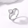 Brass Micro Pave Cubic Zirconia Double Layer Finger Rings IQ6889-4-1