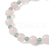 Natural Green Aventurine & Rose Quartz Round Beaded Stretch Bracelets for Women BJEW-JB11926-01-3