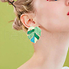 ANATTASOUL 4 Pairs 4 Colors Enamel Tropical Leaf Stud Earrings EJEW-AN0002-55-3