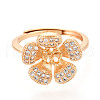 Flower Brass Micro Pave Clear Cubic Zirconia Adjustable Ring Settings KK-T076-25G-2