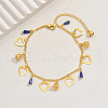 Elegant Brass Hollow Heart & Plastic Blue Faceted Cone Pendant Anklets for Women Vacation and Daily Wear DO5106-5