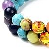 Round Synthetic Turquoise(Dyed) & Mixed Stone Braided Bead Bracelet for Girl Wome BJEW-JB06961-03-5
