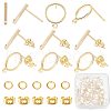 CREATCABIN 60Pcs 2 Styles Ring & Rectangle Shape Brass Stud Earring Findings DIY-CN0002-59-1