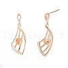 Brass Micro Pave Clear Cubic Zirconia Stud Earring Findings KK-S364-130-2