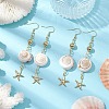 Natural Shiva Eye Shell Dangle Earrings EJEW-JE05798-2