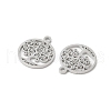 304 Stainless Steel Flat Round with Laser Cut Tree of Life Charms STAS-L022-512P-2