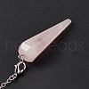 Natural Rose Quartz Hexagonal Pointed Cone Dowsing Pendulum Pendants G-G983-05P-02-5