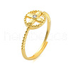 Flat Round with Cross Clear Cubic Zirconia Adjustable Rings RJEW-L120-002G-1