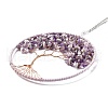 Wire Wrapped Chips Natural Amethyst Big Pendant Decorations HJEW-A005-07B-2