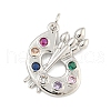Rack Plating Brass Pave Colorful Cubic Zirconia Pendants KK-Z048-05P-1