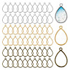 AHADERMAKER 60Pcs 3 Colors Teardrop Alloy Open Back Bezel Pendants FIND-GA0004-28-1