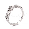 Clear Cubic Zirconia Knot Open Cuff Ring RJEW-P079-05P-1