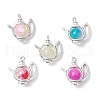 Teapot Baking Painted Crackle Glass Pendants PALLOY-JF03780-1