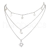 Brass 3 Layer Necklaces for Women NJEW-JN04734-01-1