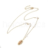 304 Stainless Steel & Natural Pearl & Synthetic Turquoise Oval Pendant Necklaces for Women NJEW-A045-23G-4