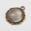 Flower Alloy Pendant Cabochon Settings and Half Round/Dome Clear Glass Cabochons DIY-X0221-AB-FF-2