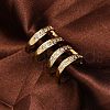 Rack Plating Brass Micro Pave Clear Cubic Zirconia Cuff Earrings for Women EJEW-C125-24A-G-3
