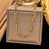 304 Stainless Steel Textured Paperclip Chain Necklaces for Women Men NJEW-Q028-08G-1