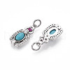 Synthetic Turquoise Rectangle with Flower Pendants KK-N258-16P-2