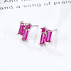 Cubic Zirconia Rectangle Stud Earrings GZ2843-4-1