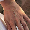 925 Sterling Silver Pave Clear Cubic Zirconia Chain Ring Bracelets for Women Daily Wear and Special Occasions RF7560-2