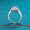 Rhodium Plated 925 Sterling Silver Micro Pave 6.5x3.9mm Moissanite Finger Rings for Women WGCD3AD-15-3