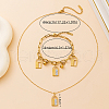 Stainless Steel Rhinestone Padlock Charm Bracelets & Necklaces Sets for Women LJ3473-2