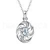 Silver Plated Brass Cubic Zirconia Oval Pendant Necklaces NJEW-BB02965-D-1