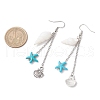 Shell Shape with Starfish Dangle Earrings EJEW-TA00640-3