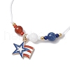 Independence Day Natural Carnelian & White Jade & Dyed Yellow Jade Gemstone Round Beads Braided Bracelets BJEW-MZ00178-01-3