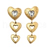 Heart 304 Stainless Steel Clear Cubic Zirconia  Dangle Stud Earrings EJEW-D319-17G-4
