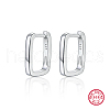 Rectangle Rhodium Plated 925 Sterling Silver Hoop Earrings IL6021-4-1