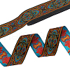 7M Ethnic Style Polyester Flower Jacquard Ribbons OCOR-WH0091-72B-01-1