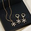 Elegant Brass Micro Pave Clear Cubic Zirconia Snowflake Hoop Earrings & Pendant Necklaces for Women ET8021-1-3