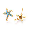 Brass Micro Pave Cubic Zirconia Stud Earring Findings KK-N263-24A-G-2