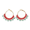 Alloy with Glass with Natural Malaysia Jade Hoop Earring EJEW-MZ00173-1