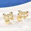 Brass Plastic Imitation Pearl Cuff Earrings EJEW-Q036-01G-1