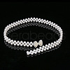 Alloy & Acrylic Imitation Pearl Beaded Elastic Chain Belts WG979C0-09-1