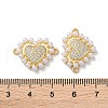 Brass Micro Pave Clear Cubic Zirconia Heart Links KK-M287-02G-3