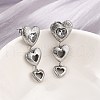 Heart 304 Stainless Steel Clear Cubic Zirconia  Dangle Stud Earrings EJEW-D319-17P-2
