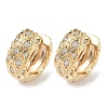 Brass Clear Cubic Zirconia Rhombus Hoop Earrings EJEW-D320-04G-4