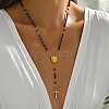 Stainless Steel & Plastic Rosary Bead Necklaces UE6084-3-1
