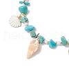 Summer Beach Synthetic Turquoise Chip Starfish & Natural Shell & Alloy Enamel Charm Anklets AJEW-TA00037-3