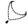 Gothic Style Alloy & Acrylic Handmade Link Chain Black Teardrop Pendant Double Layer Necklaces for Women FS-WG22283-01-4